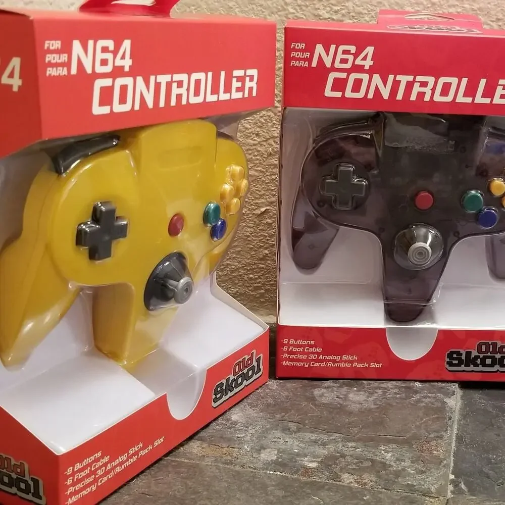 2 N64 Controllers - Atomic Purple & Yellow (NEW) - Nintendo64 - Old Skool
